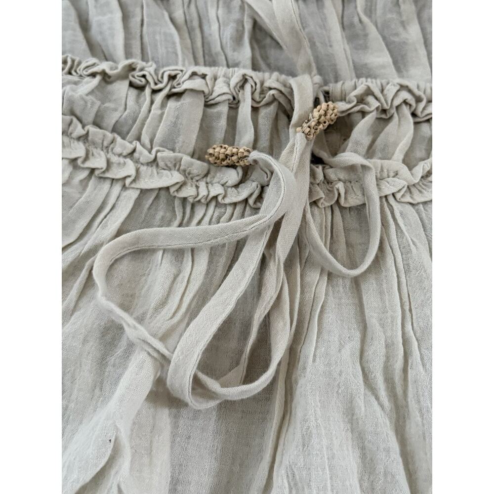 Free People Free- est Boho Gauze Ruffle Two Piece Set Beige Short/Top Cottage - Picture 7 of 8